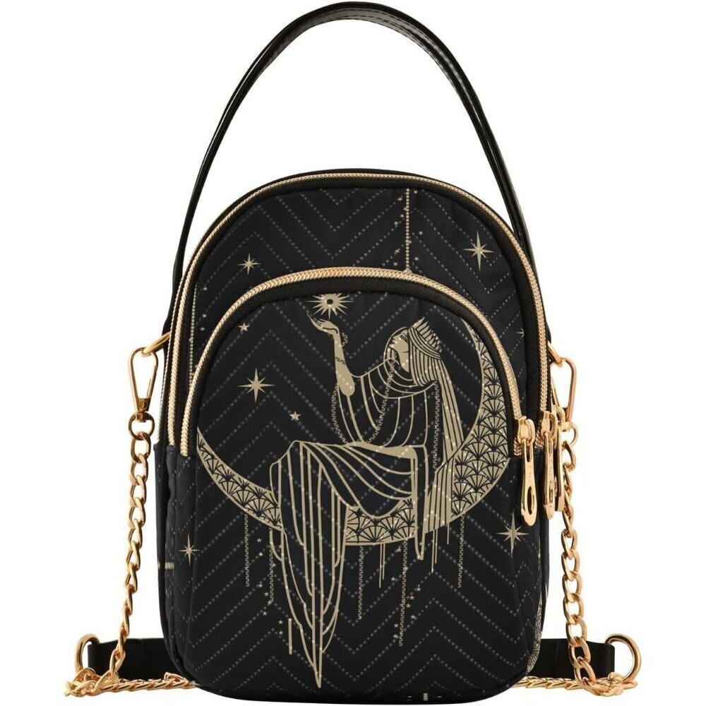 Canvas Crossbody Bag for Women Boho Sun Moon Stars Trendy Compact